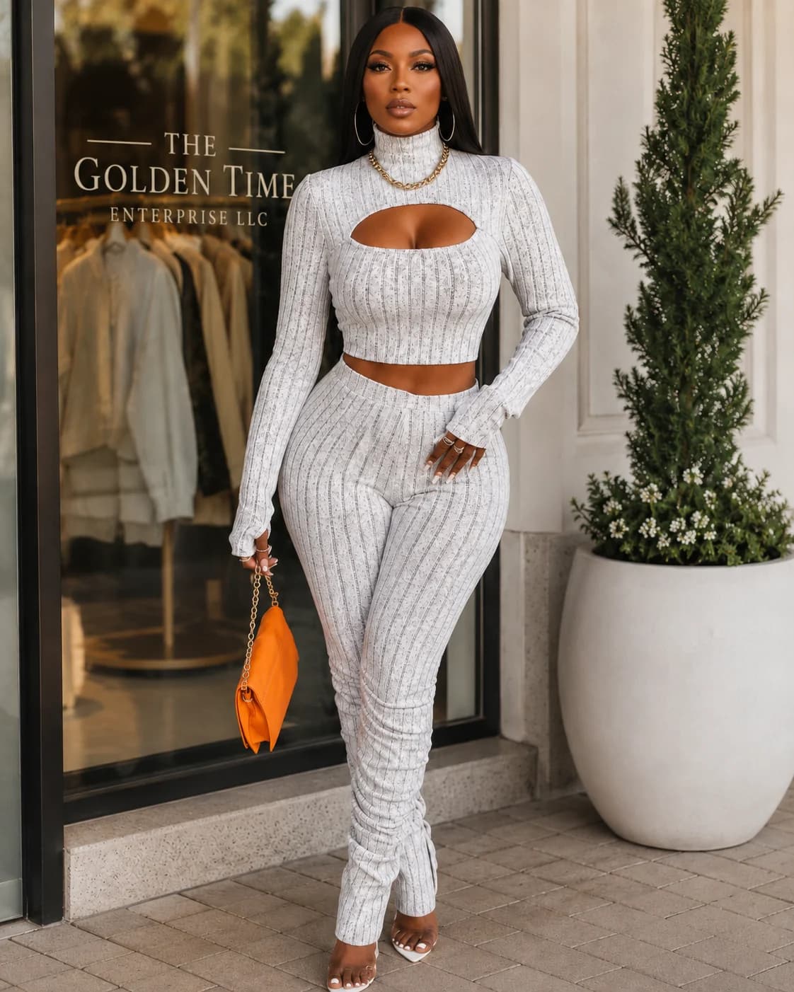 Ribbed Cut-Out Two-Piece Legging Set (Pre-Order)