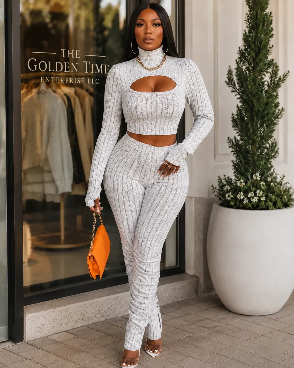 Ribbed Cut-Out Two-Piece Legging Set